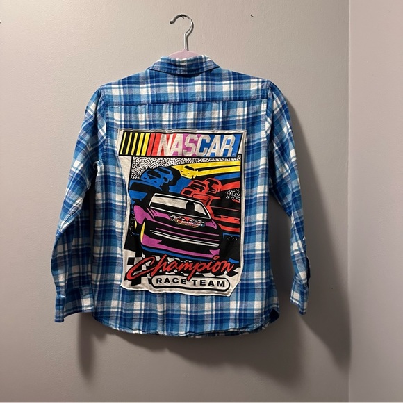 Nascar kid flannel upcycle large - Picture 4 of 6